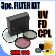 3 Piece Filter Kit UV, FD, CPL 25mm Filters w/Hard Case for Sony Handycam MiniDV Camcorders
