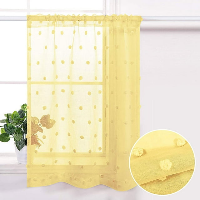 Bellella Window Curtain Decor Valance Wave Waterfall Straight Drapes Topper Solid Colors Short Curtains Luxury Rod Pocket Yellow W:47"x H:55"/ 120cm*140cm