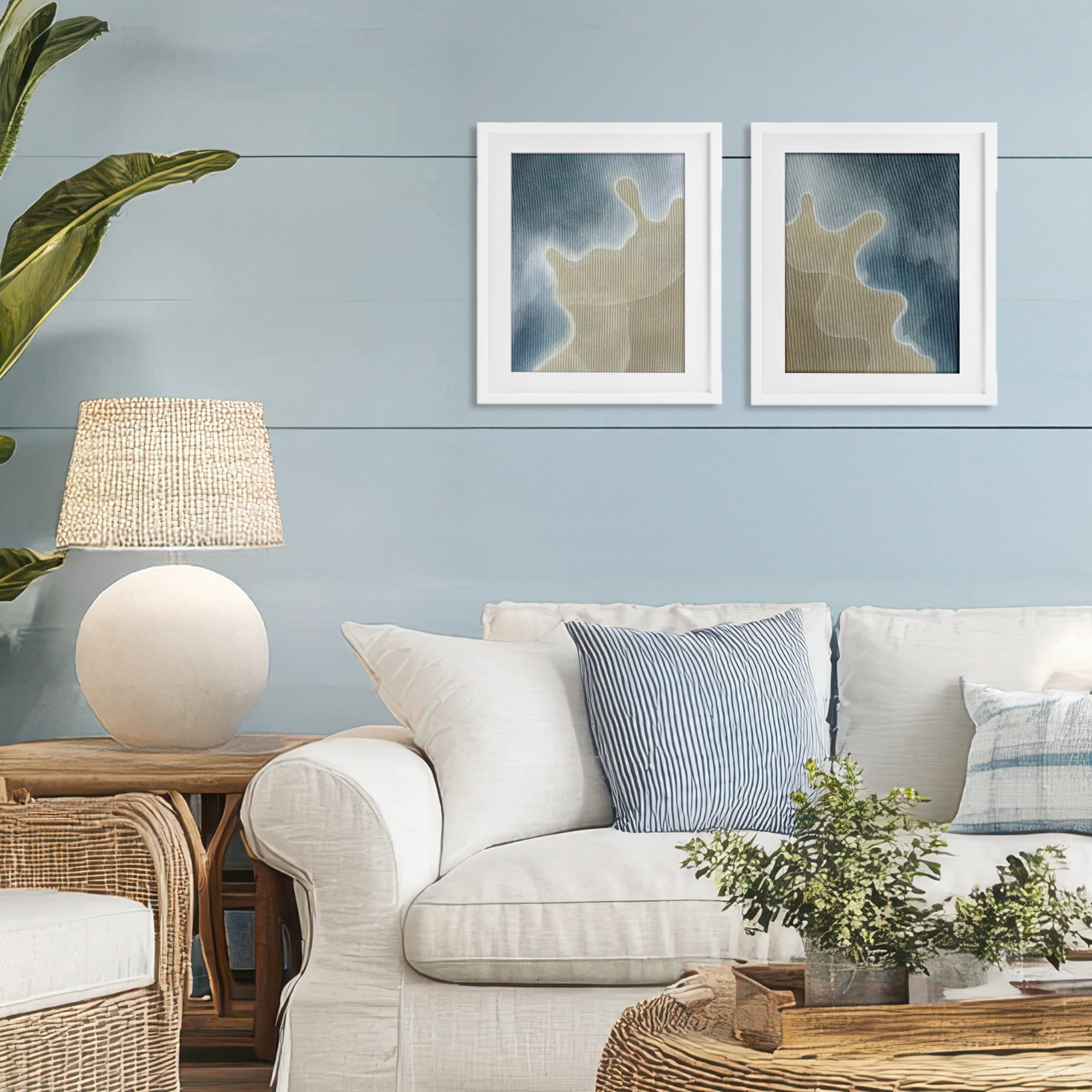 Stupell Industries Aerial Turning The Tides 2 Piece White Framed Print Under Glass Set, design by Grace Popp