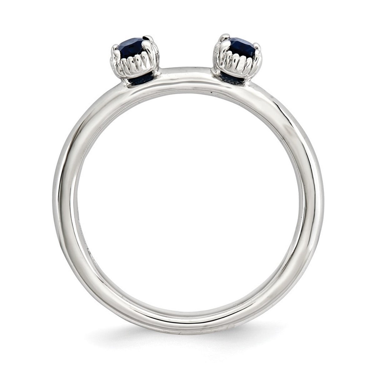 2.5mm 925 Sterling Silver Polished Prong set Stackable Created Sapphire Two Stone Ring Size 7 Stackable Ring for Women