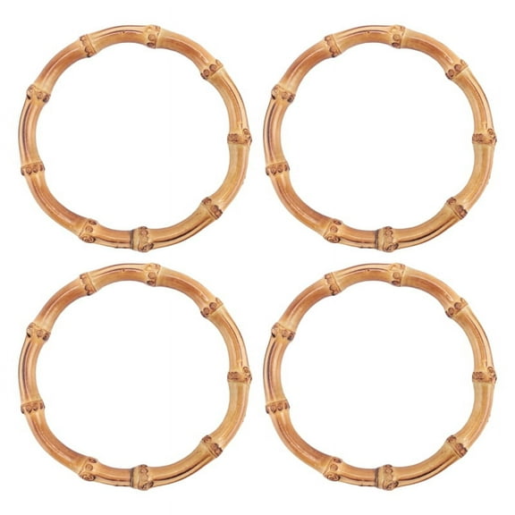 4Pcs Wooden Round Bamboo Bag Handle Replacements Handmade Bag Purse Making Handles for Handbag Crafting