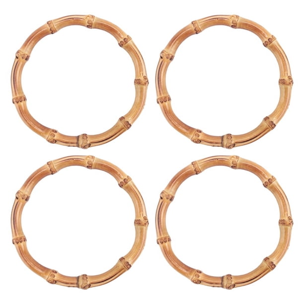 4 asas redondas de bambú de madera para bolsos, asas de repuesto para la fabricación de asas de bolsos.