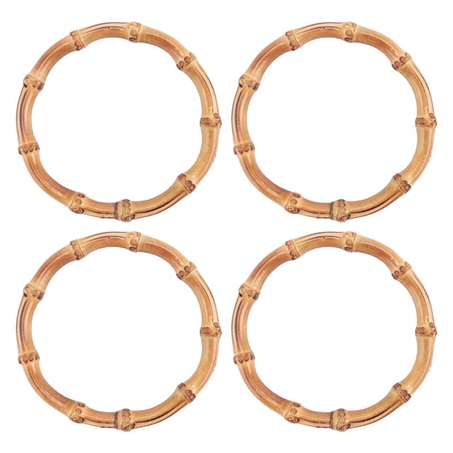 4 asas redondas de bambú de madera para bolsos, asas de repuesto para la fabricación de asas de bolsos.