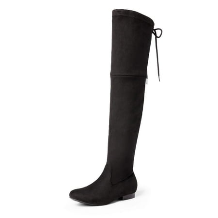 

Women‘s Fashion Faux Suede Over The Knee Thigh High Flat Boots PAULINE BLACK Size 5.5