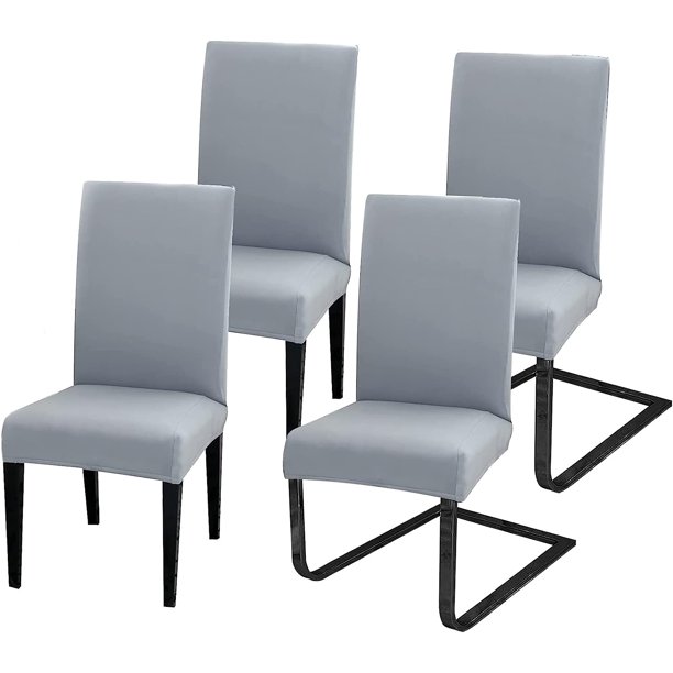 Fundas para Sillas Juego de 4 Fundas para Sillas Elásticas Fundas para Sillas Universales de Poliéster para Comedor, Hotel, Banquete, Decoración de Fiesta, Boda, Gris Claro Sincero Electrónica
