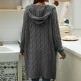 thumbnail image 2 of Winter clothing for women Plus Size Hooded Cardigan Sweater Open Front Knit Coat With And Pockets, 2 of 5