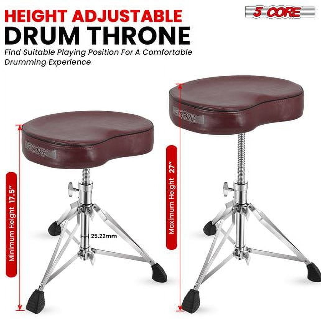Drum Throne Padded Guitar Stool Saddle Drummer Seat for Adults & Kids - Cherry