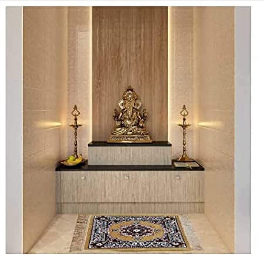 Polyester Fabric Beige Meditation Prayer Mat (Approx. 24 x 24 Inch) Multi-Purpose Meditation Mat/Rug, Religious Spiritual Items, Home Aasan/Yoga/Meditation