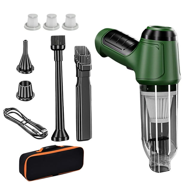 veasfak Hand Vacuum Cleaner Air Duster USB Rechargeable Mini Air Blower Mini Car Vacuum Green