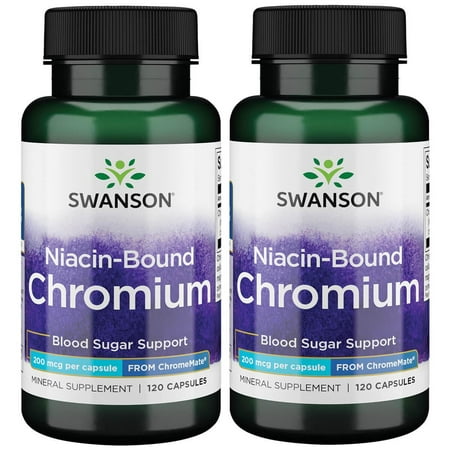 Swanson Niacin-Bound Chromium - from Chromemate 200 mcg 120 Caps 2 Pack