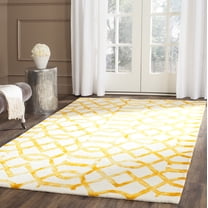 Safavieh Dip Dye Anglia Distressed Wool Area Rug, Ivory/Gold, 7' x 7' Square
