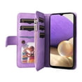 thumbnail image 2 of Zipper Wallet Case for Samsung Galaxy A32 5G Large Capacity Card Slots Holder Magnetic Clasp Cover, Luxury PU Leather Anti-Shock Flip Case with Kickstand Wrist Strap Handbag Protective Case,Purple, 2 of 8