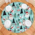 thumbnail image 2 of Blue Christmas Santa and Snowman Pattern Round Fitted Tablecloth with Elastic Edge,Dining Table Cover Waterproof,Outdoor Round Tablecloth for Camping,Dining,Indoor and Outdoor, 2 of 7
