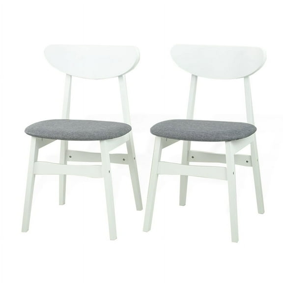 Yumiko Dining Kitchen Modern Side Chairs Set of 2 Solid Wood White Finish