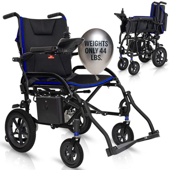 Vive Lightweight Electric Wheelchair for Adults, Foldable Carbon Fiber Power Wheelchair, Ultralight Portable Mobility Aid for Seniors, Compact Travel Design, 39 lbs