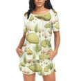 thumbnail image 4 of joogoo Women's Pajama Set Green Mushrooms Short Sleepwear Loungewear with Pockets M, 4 of 7