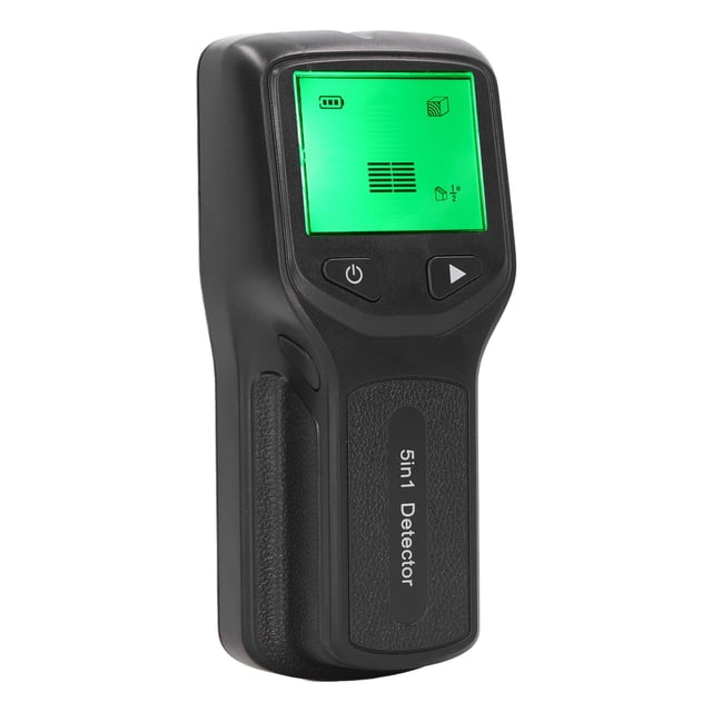 Detector de montantes, escáner de pared, sensor 5 en 1, pantalla LCD HD para madera, cable de CA, borde central, color negro