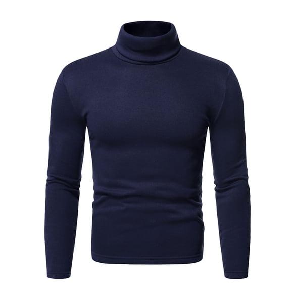 LYXSSBYX Fleece Pullover High Neck Solid Color Slim Long Sleeve Men's Bottoming Shirt