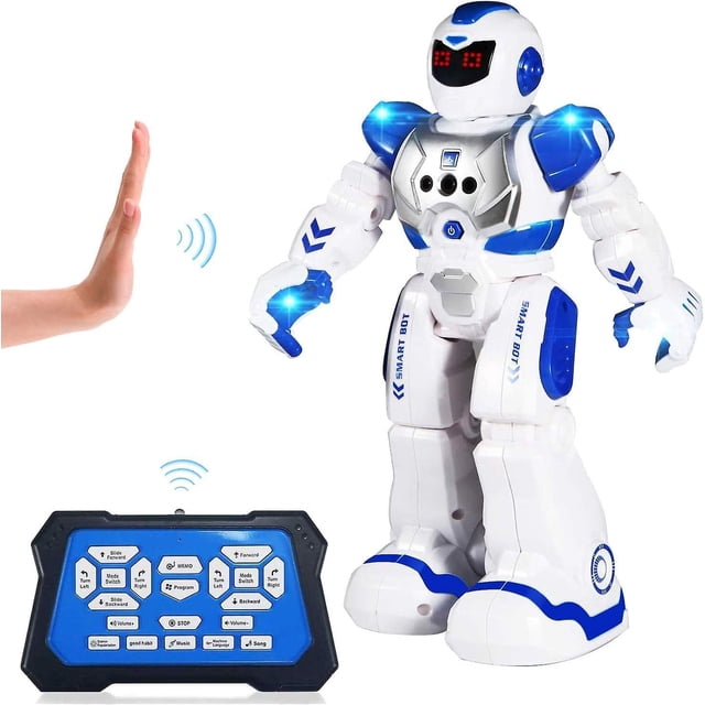 Robot de control remoto para niños, robot de juguete Rc programable inteligente con control de gestos, ojos LED y música, los mejores regalos de Navidad y cumpleaños para niños