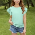 thumbnail image 6 of THDHVS Shirts for Girls,Girls Tops,Kid's Short Sleeve Solid Color T-shirt Round Neck Half Sleeve Casual Versatile Top Green 9-10 Years, 6 of 7