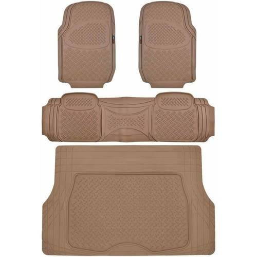 Motor Trend Heavy Duty Car Rubber Floor Mats with Cargo Trunk Mat