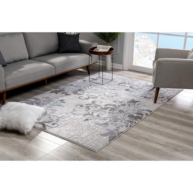 eRug Outlet Oasis Collection Tapis Moderne Abstrait (4x6 Pieds) - 3 Pieds9 Pouces x 5 Pieds9 Pouces, Bleu