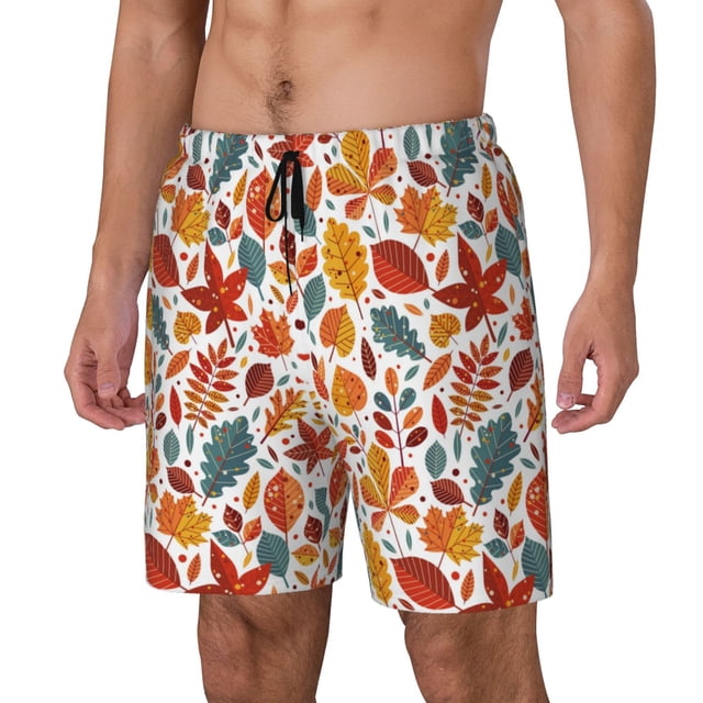 Fotbe Colorful Maple Leaves Traje de Baño para Hombre – Shorts de Natación de Secado Rápido con Forro y Bolsillos-Medium