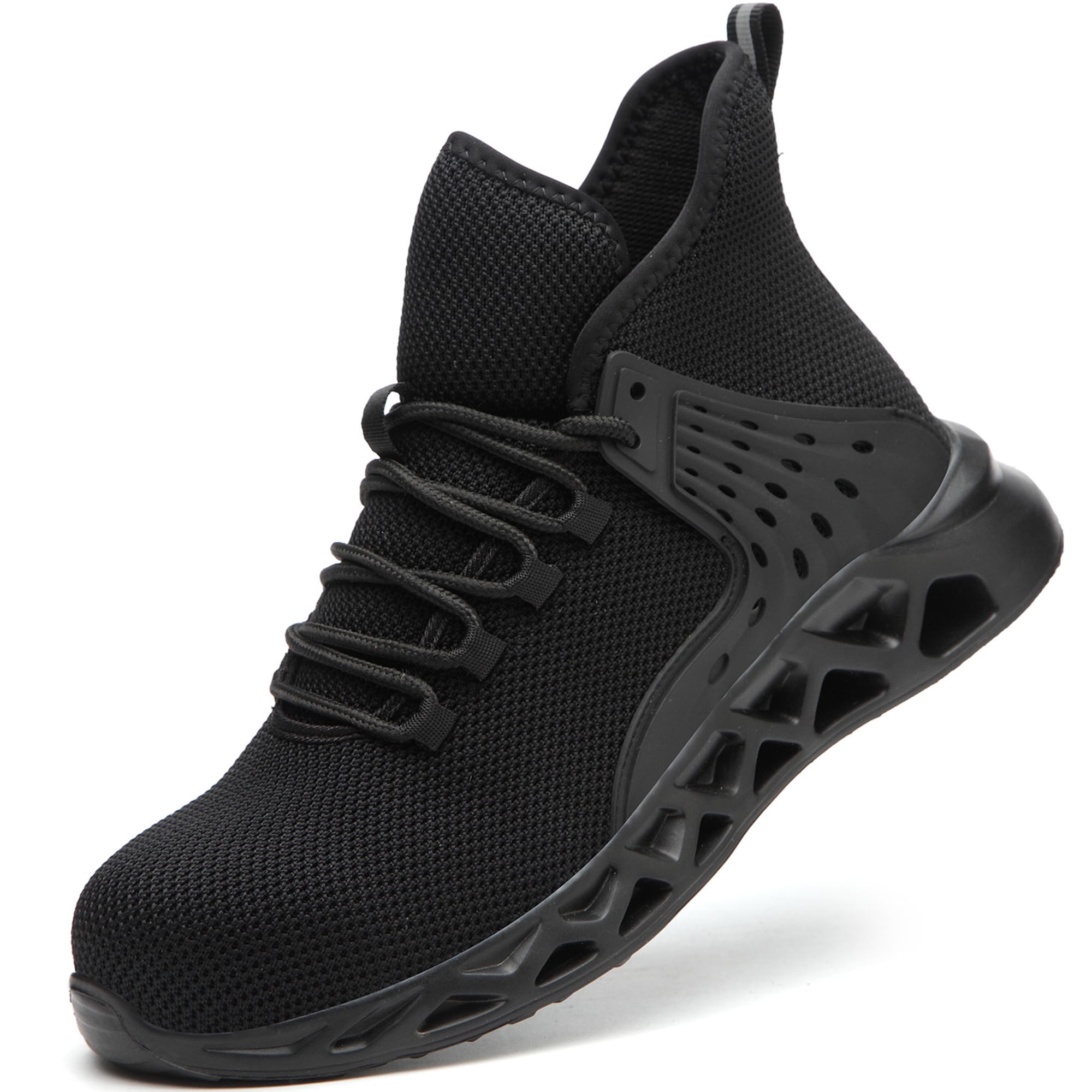 Tanleewa Steel Toe Work Shoes for Men and Women Non-Slip Breathable Industrial \u0026 Construction Sneakers Anti Pierce Footwear, Men's, Size: 8, Black