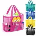 thumbnail image 2 of Large Beach Bags Waterproof Sandproof Mesh Beach Pool Travel Storage Tote Bag.-Navy Blue, 2 of 8