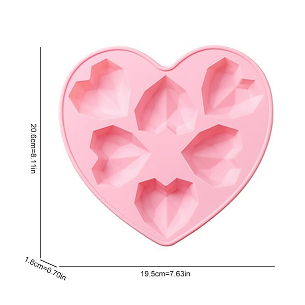 Moule en silicone coeur diamant antiadhésif moule à gâteau à 6 cavités moule  en forme de coeur 