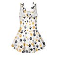 thumbnail image 5 of COEQINE Girls One Piece Swimsuit with Attached Liner, Scoop Neck V-Back Swim Dress for Swim Lessons, Polyester Spandex Bathing Suit for Girls 3-4 Year Olds, Yellow Black Paw Heart Print, 5 of 8
