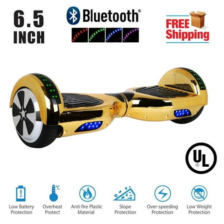 UL2272 Listed Safe (UL) 6.5" Bluetooth Hoverboard Two Wheel Self Balancing Electric Scooter Chrome Gold