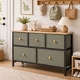 thumbnail image 4 of CONCETTA Dresser 5 Fabric Storage Drawer Dresser, TV Stand, Chest of Drawers for Bedroom, Closet, Entryway, Living Room, Dark Green, 4 of 7