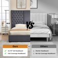 thumbnail image 3 of King Velvet Upholstered Platform Bed Frame with 63.58" Tall Button-Tufted Headboard and Storage Drawers, Gray, 3 of 10