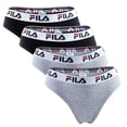 thumbnail image 1 of FILA Calzoncillos brasileños para mujer - Paquete de 4, cintura con logotipo, algodón elástico, color sólido Negro/Gris XL (X-Large), 1 of 5