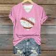 thumbnail image 6 of Pink Womens Blouses Women's Baseball Festival Solid Color Baseball Printed V Neck Short Sleeved Top Ladies Tops and Blouses, 6 of 6