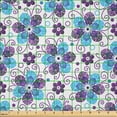 thumbnail image 2 of Ambesonne Violet Fabric by the Yard Microfiber, Folk Dotty Flower Art, 2 Yards, White Blue Quartz, 2 of 2