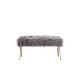 thumbnail image 4 of Guyou Modern Faux Fur Entryway Bench Upholstered Ottoman Bench with Metal Legs Furry End of Bed Accent Bench Stool for Living Room Bedroom, Grey, 4 of 9