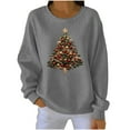 thumbnail image 1 of RXMEKW Chandail Molletonné Imprimé de Noël pour Femmes, Manches Longues Décontracté Col Rond, Coupe Ample, Noir, 1 of 4