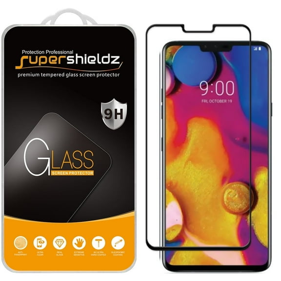 (1-Pack) Supershieldz Designed for LG V40 ThinQ [Full Screen Coverage] [3D Curved Glass] Tempered Glass Screen Protector, Anti-Scratch, Bubble Free (Black Frame)