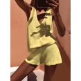thumbnail image 6 of Women'S 2 Piece Outfits Deep V Neck Sleeveless Tank Tops and Shorts Summer Vacation Sets Yellow M, 6 of 7