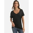 thumbnail image 4 of Women's V-Neck T-Shirt - Casual Short Sleeve Loose Fit Tee - Soft Comfortable Basic Top, 4 of 6