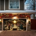 thumbnail image 4 of Christmas Garage Door Cover Banner 157.48x70.87 Inch Fluorescent Glows in Dark 2D Flat Holiday Garage Door Decorations with Cartoon Santa Xmas Outdoor Indoor Party Decor, 4 of 7
