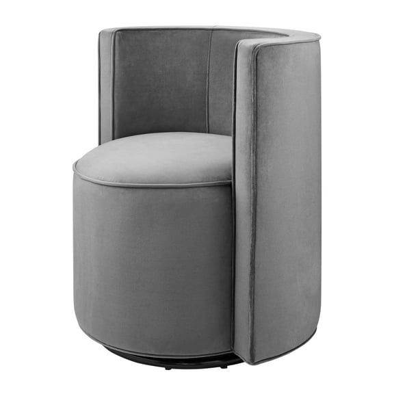 Swivel Armchair Chair, Grey Gray, Velvet, Living Kitchen Cafe Bistro Hospitality Restaurant, Modern Contemporary Boutique HB34554