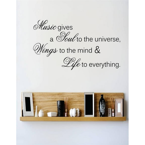 Family Music gives Life to Everything Inspirational Music Wall Decal Decoration Music Gives A Soul To Universe Quote Lettering Lasts Years and Easily Removable - Size: 7 In(W) x 10 In(H)