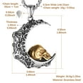 thumbnail image 4 of HZMAN Mens Women Gothic Retro Moon Crescent Skull Stainless Steel Pendant Necklace 22+2 Inch Chain (Silver & Gold), 4 of 5