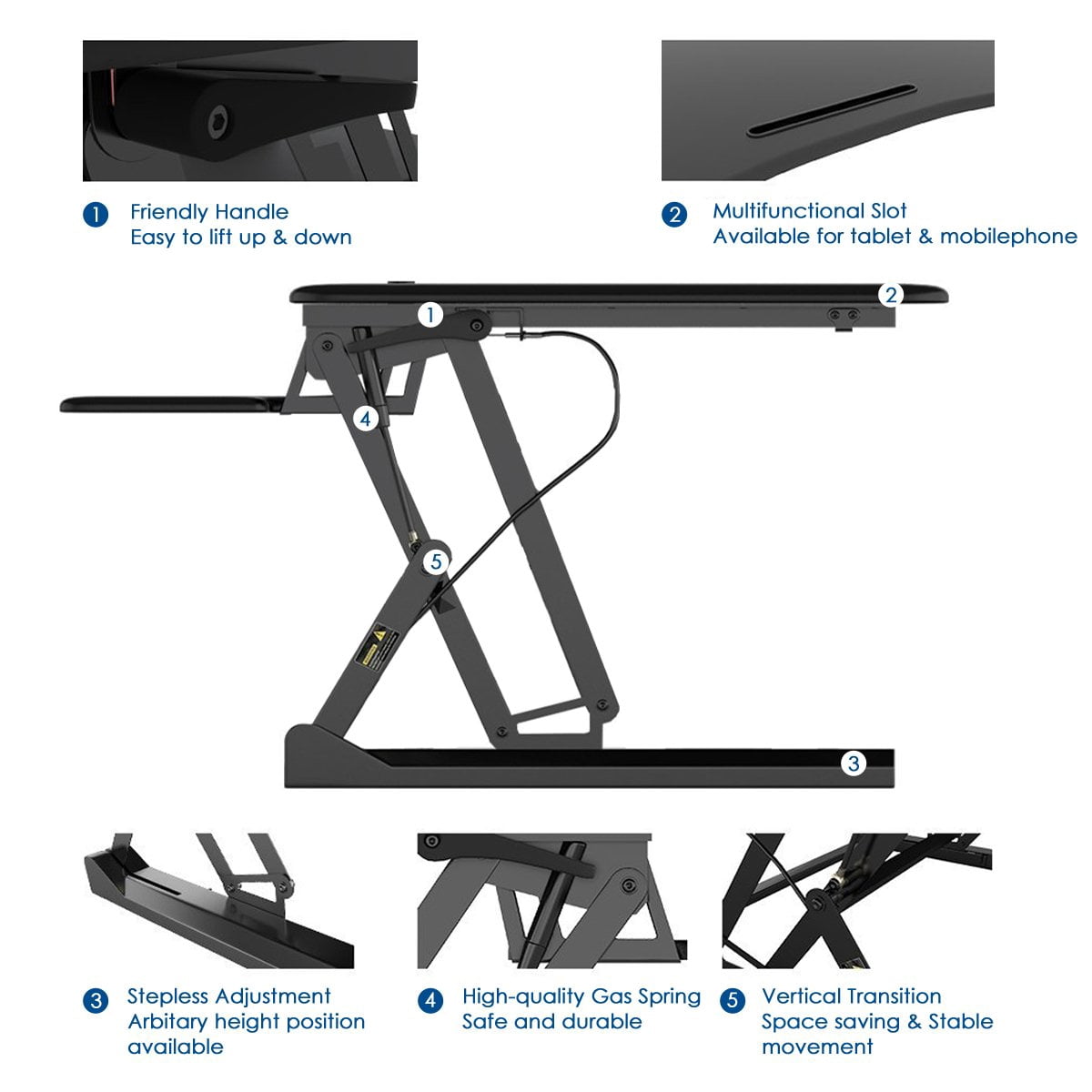 36" Height Adjustable Standing Desk Convert Sit Stand Dual Monitor and Laptop Riser Workstation with Anti-Fatigue Mat