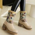 thumbnail image 4 of Women's Mid-Calf Boots Fashion Casual Floral Embroidered Winter Warm Lined Booties Comfortable On Ankle Booties, 4 of 8