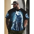 thumbnail image 3 of Men's Plus Size Wolf Guard Full Body Print T-Shirt - 100% Knitted Fabric Short Sleeve Crew Neck Top, Micro-Elastic Casual Summer Outdoor Wear Daily Regular - Wolf Guard Collection, Plus Size, 3 of 6
