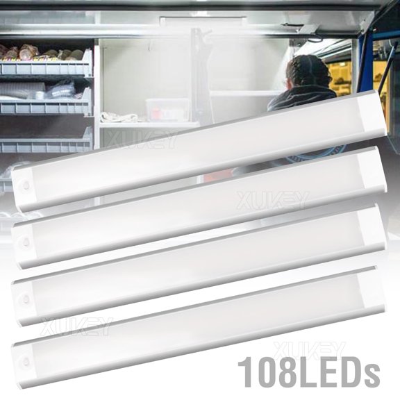 AUTOXBERT 4pack 12" Caravan RV Interior Light Strip Bar 12V 108Leds 10W White Ultra-Thin